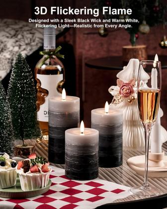 Imagem de Flameless Candles Stmarry Distressed Gradient Grey, conjunto de 3