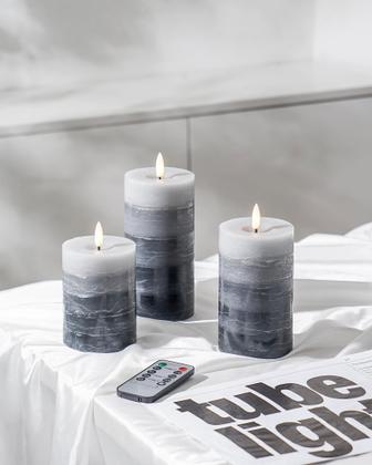 Imagem de Flameless Candles Stmarry Distressed Gradient Grey, conjunto de 3