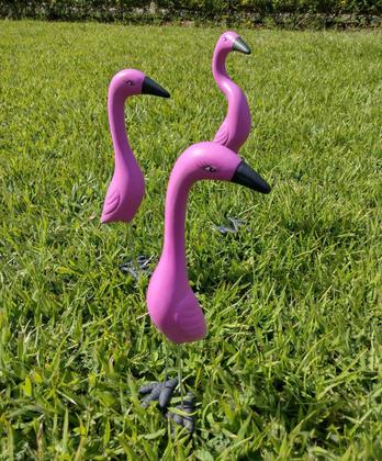 Imagem de Flamingo 3 Peças Enfeites e Decorações para Jardim