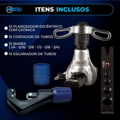 Imagem de Flangeador Excêntrico com Catraca 1/4” a 3/4” + Pino Alargador de Tubos de 1/4” a 5/8”