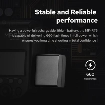 Imagem de Flash em anel LED macro Speedlite GODOX MF-R76 76Ws 660 Flashes