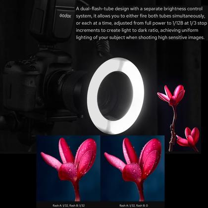 Imagem de Flash em anel LED macro Speedlite GODOX MF-R76 76Ws 660 Flashes
