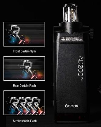 Imagem de Flash estroboscópico GODOX AD200 Pro e AD200Pro II 200Ws 2.4G