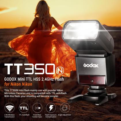Imagem de Flash GODOX TT350N 2.4G TTL sem fio para câmera Nikon
