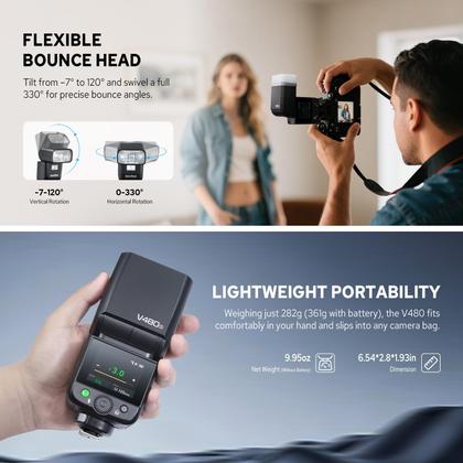 Imagem de Flash Godox V480S V480-S TTL para Sony com HSS sem fio 2.4G