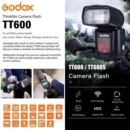Imagem de Flash Speedlite Godox TT600 2.4G - GN60 - Sem Fio