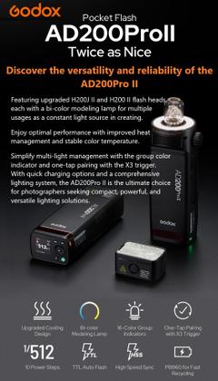 Imagem de Flash Strobe Godox AD200 Pro e AD200Pro II 200Ws 2.4G