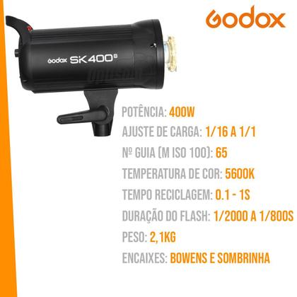 Imagem de Flash Tocha Estúdio Godox Sk400ii 400w Com Softbox 120cm Grid E Tripé