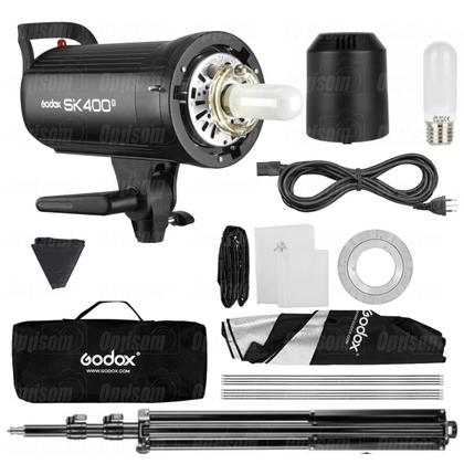 Imagem de Flash Tocha Estúdio Godox Sk400ii 400w Com Softbox 120cm Grid E Tripé