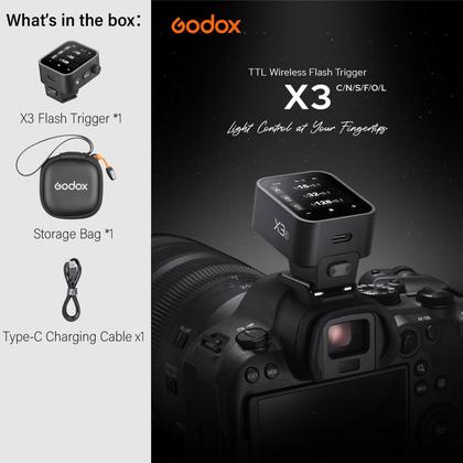 Imagem de Flash Trigger Godox X3 X3C para Canon com TTL HSS 2.4G sem fio