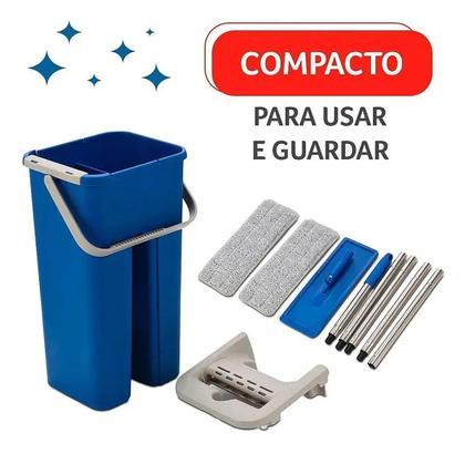 Imagem de Flat Mop Vertical Lava E Seca Multiuso com 2 Refis -Azul
