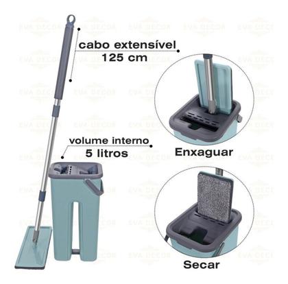 Imagem de Flat Mop Vertical Lava E Seca Multiuso Com Balde 2 Refil