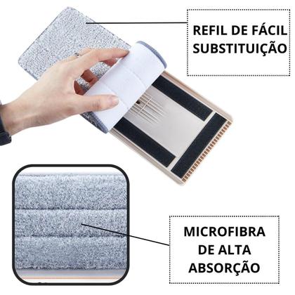 Imagem de Flat Mop Vertical Lava E Seca Rodo Mágico Multiuso Com Balde 6L + 2 Refil Microfibra