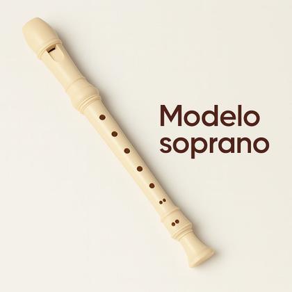 Imagem de Flauta doce soprano resina escolar estudo com vara de limpeza