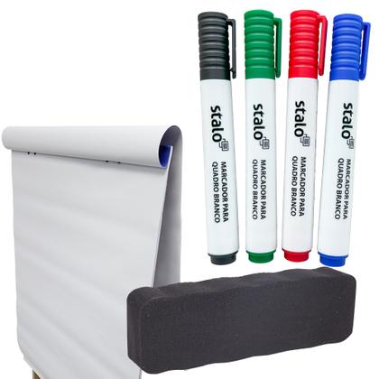 Imagem de Flip Chart Quadro Branco Soft Dobrável 57x88cm com Marcado e Bloco de Folhas