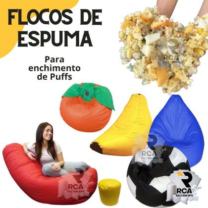 Imagem de Flocos de Espuma triturada para enchimento de puffs e almofadas 1 kg Espuma Premiun