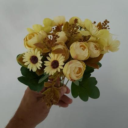 Imagem de Flor artificial buquê camélia e margarida
