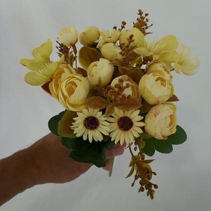 Imagem de Flor artificial buquê camélia e margarida