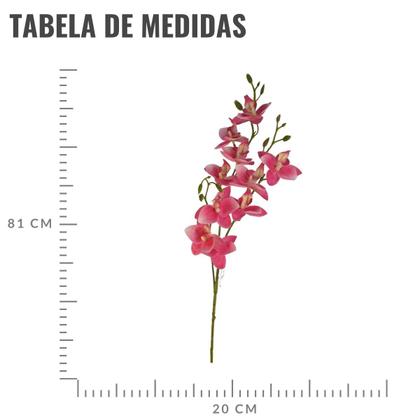 Imagem de Flor Artificial Haste de Orquídea 3 Galhos Decoração - 81cm