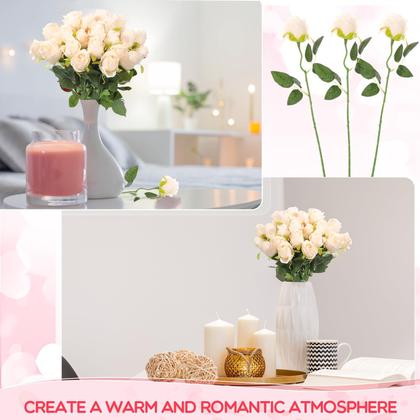 Imagem de Flor de rosa artificial Jexine Beige Champagne x50 com caule