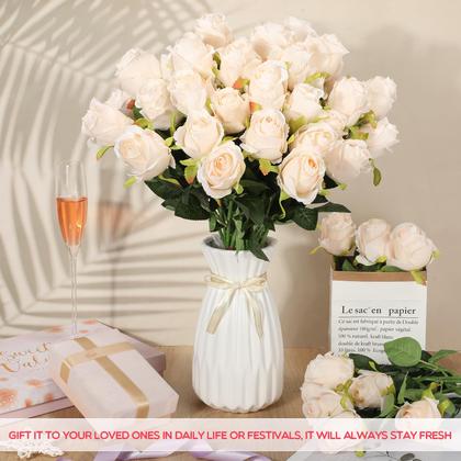 Imagem de Flor de rosa artificial Jexine Beige Champagne x50 com caule