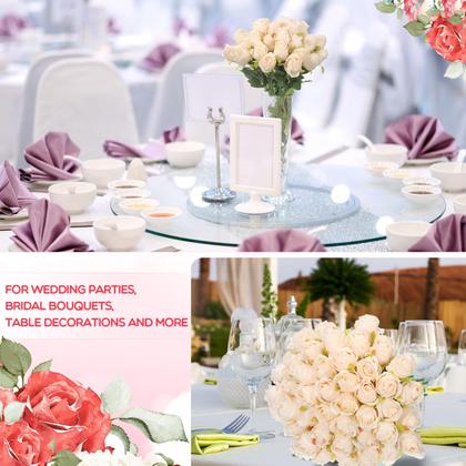 Imagem de Flor de rosa artificial Jexine Beige Champagne x50 com caule