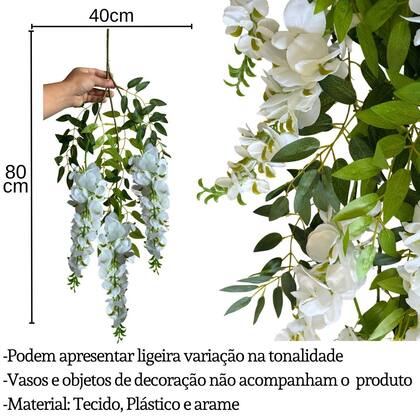 Imagem de Flor de Wisteria artificial 12 Unidades de pendentes para composições e decorações Suspensas e Verticais - DE1025