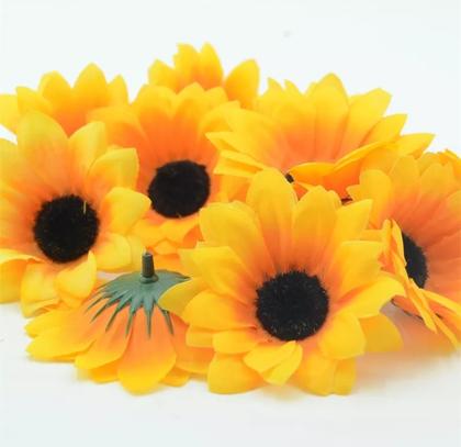 Imagem de Flor Mini Girassol Artificial 100 Unidades Artesanato 4cm