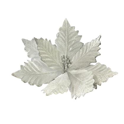 Imagem de Flor Natalina Prata com Glitter 42x10cm Rio Master