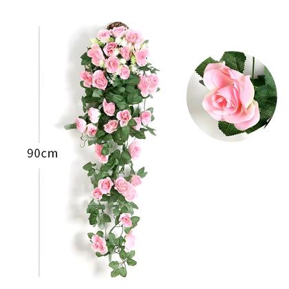 Imagem de Flores Artificiais de Rattan - Parede Pendurada com Rosas - Decoração para Casa e Casamento