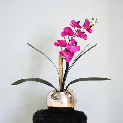 Imagem de Flores Artificiais - Haste de Orquídea Pink 3D  Linha permanente Formosinha