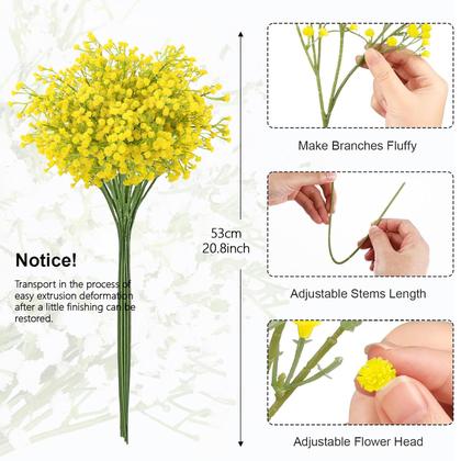 Imagem de Flores artificiais N&T NIETING Babys Breath 10 unidades amarelas