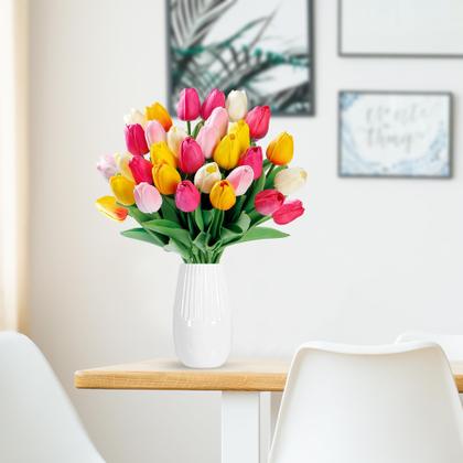 Imagem de Flores artificiais Sggvecsy Fake Tulips 30 unidades Real Touch