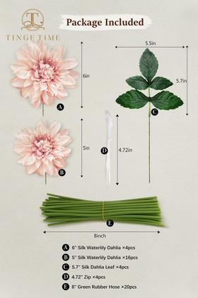 Imagem de Flores artificiais TINGE TIME Silk Dahlia, 20 unidades, rosa empoeirado