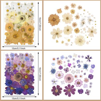 Imagem de Flores secas prensadas, 200 peças a granel para molde de resina artesanal, faça você mesmo
