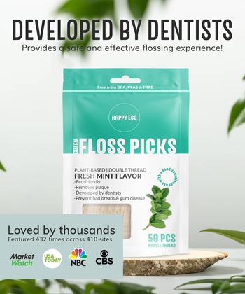 Imagem de Floss Picks HAPPY ECO Double Floss Biodegradável 200 unidades