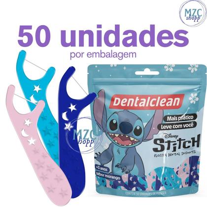 Imagem de Flosser Fio Dental Stitch Sabor Morango 50uni - Dentalclean