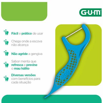 Imagem de Flosser Multiple Action Azul GUMFio Dental Adulto com Cabo  40 unidades