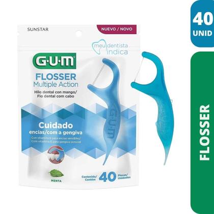Imagem de Flosser Multiple Action Azul GUMFio Dental Adulto com Cabo  40 unidades