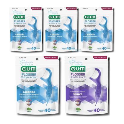 Imagem de Flosser Multiple Action Azul + Ultra Deslizante RoxoGUMKIT  200 unidades