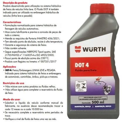 Imagem de Fluido De Freio Dot 4 De 500ml - Wurth