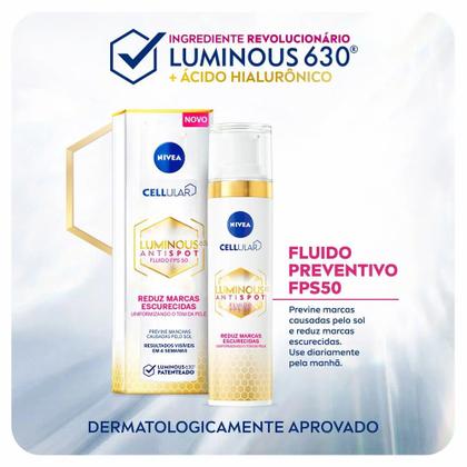 Imagem de Fluido Facial Anti-mancha Cellular Luminous Fps50 40ml Nivea - Todo tipo de pele