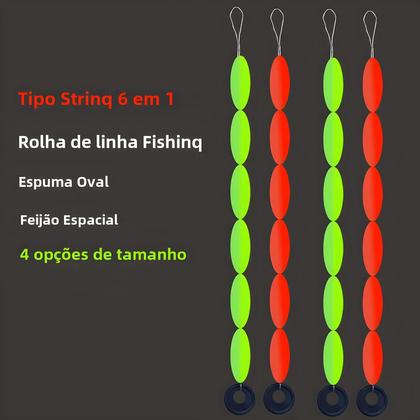 Imagem de Flutuadores De Pesca Ovais 60 Unidades 10 Pacotes De Feijão Chumbada Pára Flutuador Rolha Acessórios