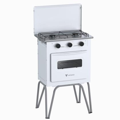 Imagem de Fogao 2 Bocas Venax Gemini Tampa de Metal Branco Gas Glp