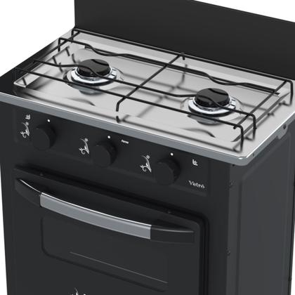 Imagem de Fogao 2 Bocas Venax Gemini Vetro Preto Fosco Gas Glp