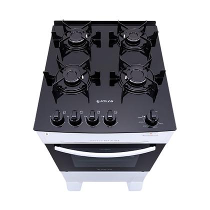 Imagem de Fogão 4 Bocas a Gás Atlas Mônaco Top Glass Mesa de Vidro e Acendimento Automático Branco Bivolt