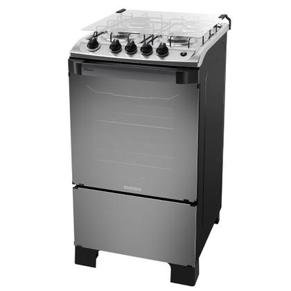 Imagem de Fogão 4 Bocas a Gás Itatiaia New Dream Acendimento Automático Prata Espelhado/Preto Bivolt
