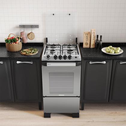 Imagem de Fogão 4 Bocas a Gás Itatiaia New Dream Acendimento Automático Prata Espelhado/Preto Bivolt