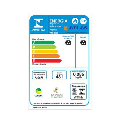 Imagem de Fogão 4 Bocas Atlas Atenas Glass Mesa de Vidro Preto Bivolt