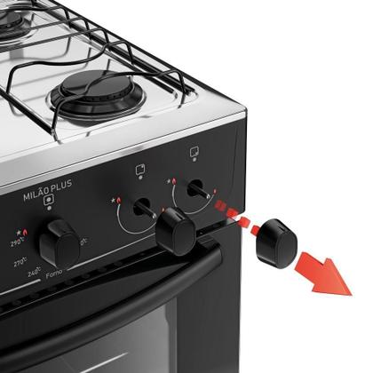 Imagem de Fogão 4 Bocas Atlas Milão Plus Com Mesa De Inox A Gás Bivolt